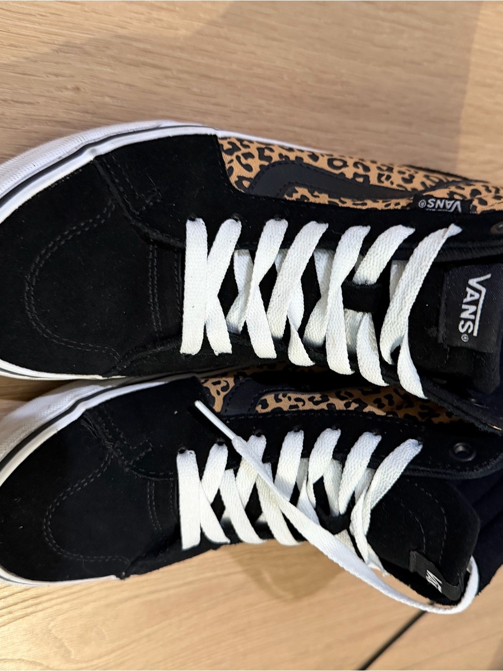 Vans Black Suede Sneakers with Leopard Panels